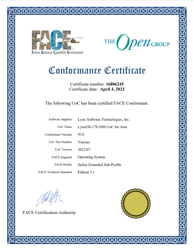 Conformance Cert 1