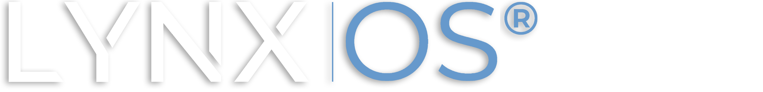 LynxOS® Logo white blue drop shadow