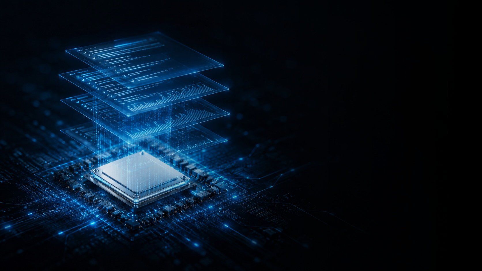 Embedded Linux processor connected to branching circuit paths representing BSP maintenance, kernel support, release branches, and long-term platform ownership.